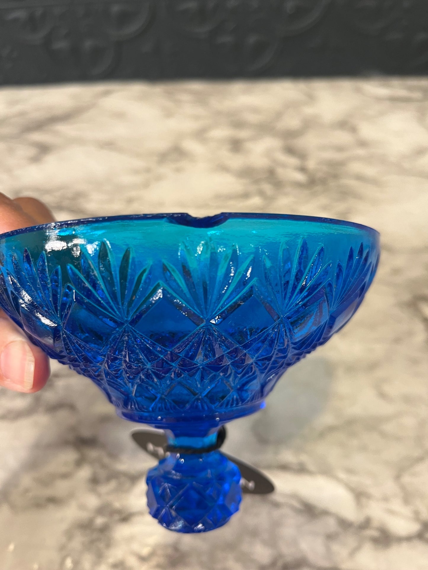 Fenton Blue Glass Candy Dish With Lid