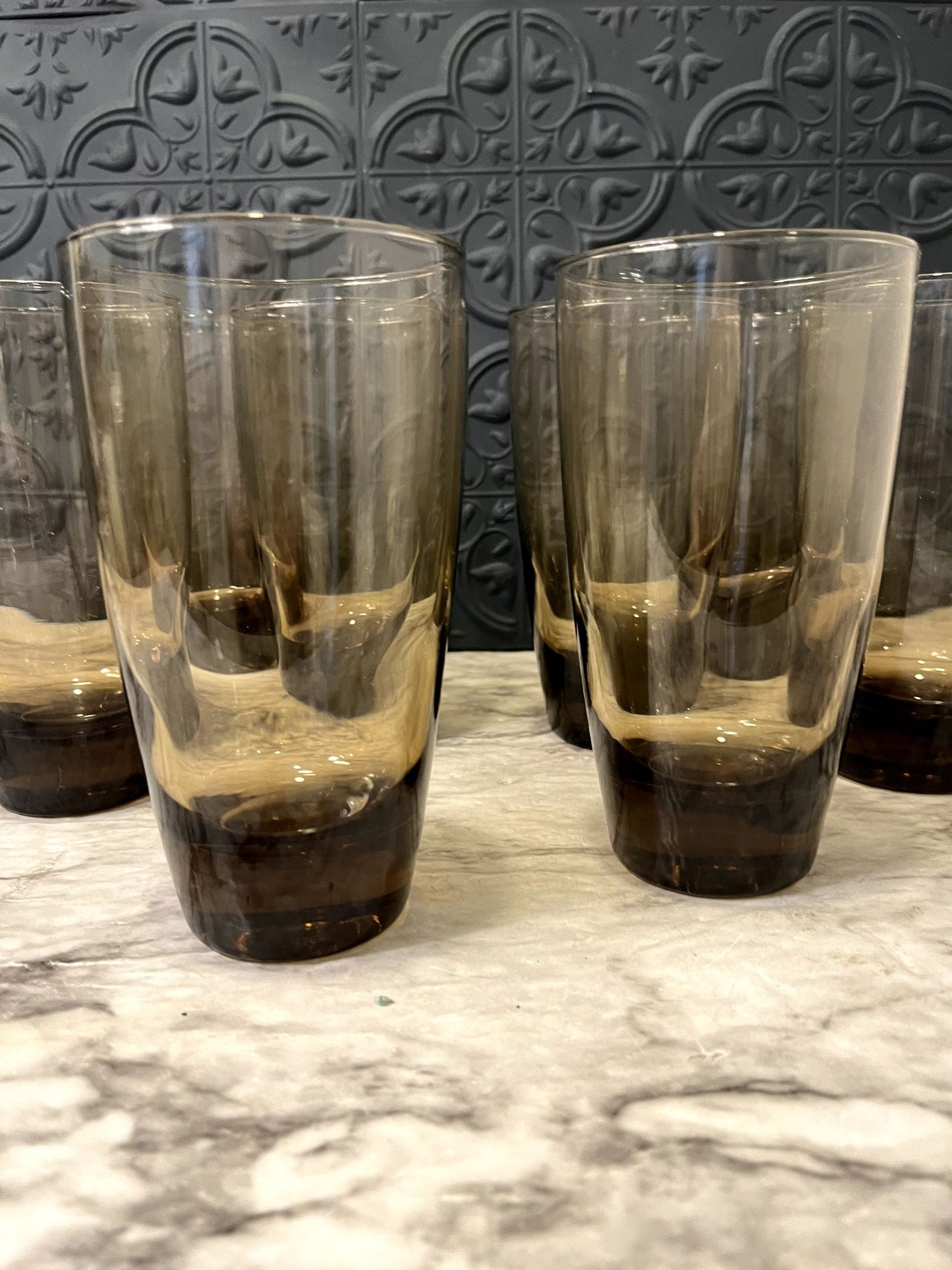 Libbey Smoke Glass Drinking Glasses Set of 8