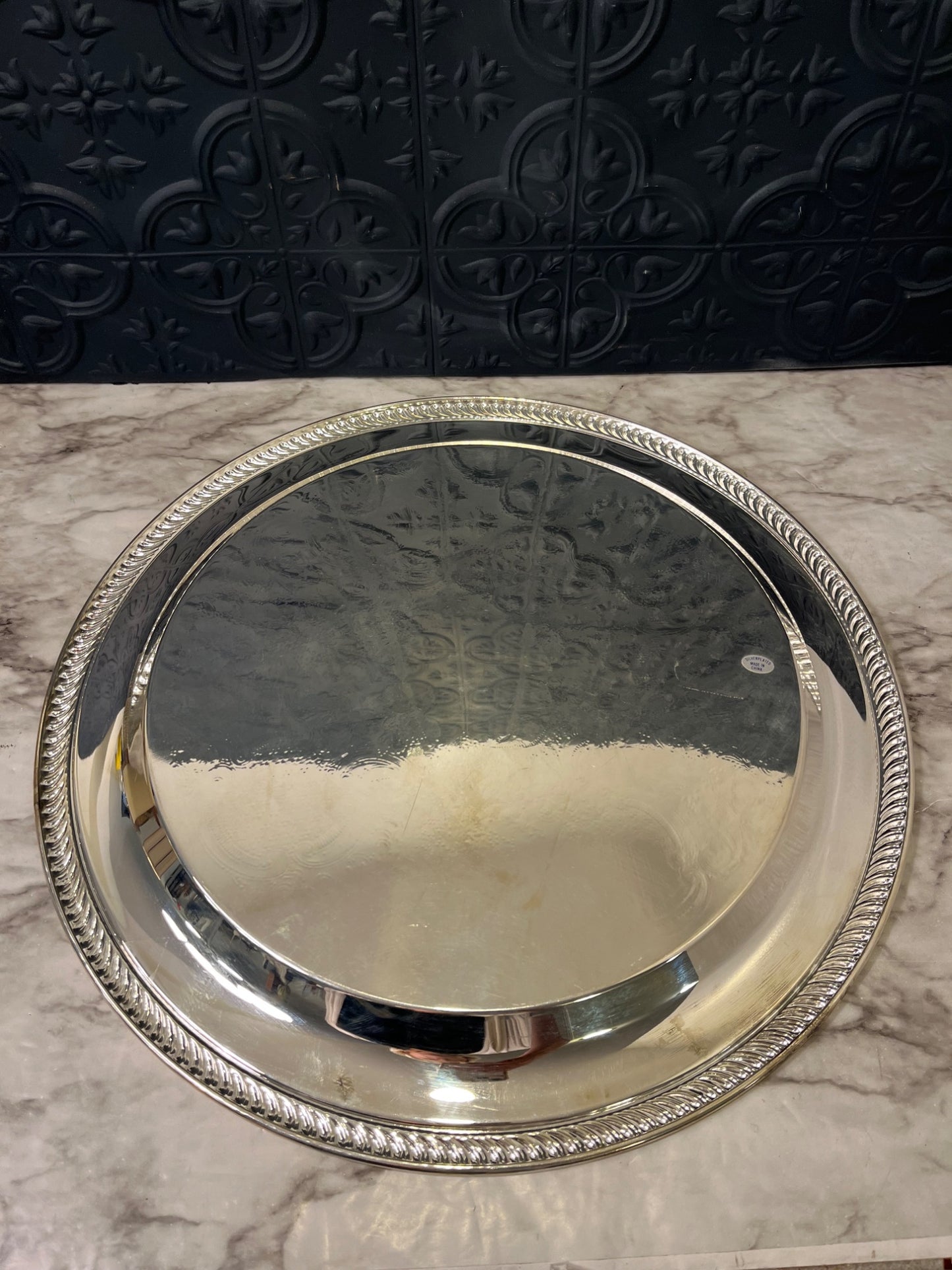 Round Silver plated tray with handles