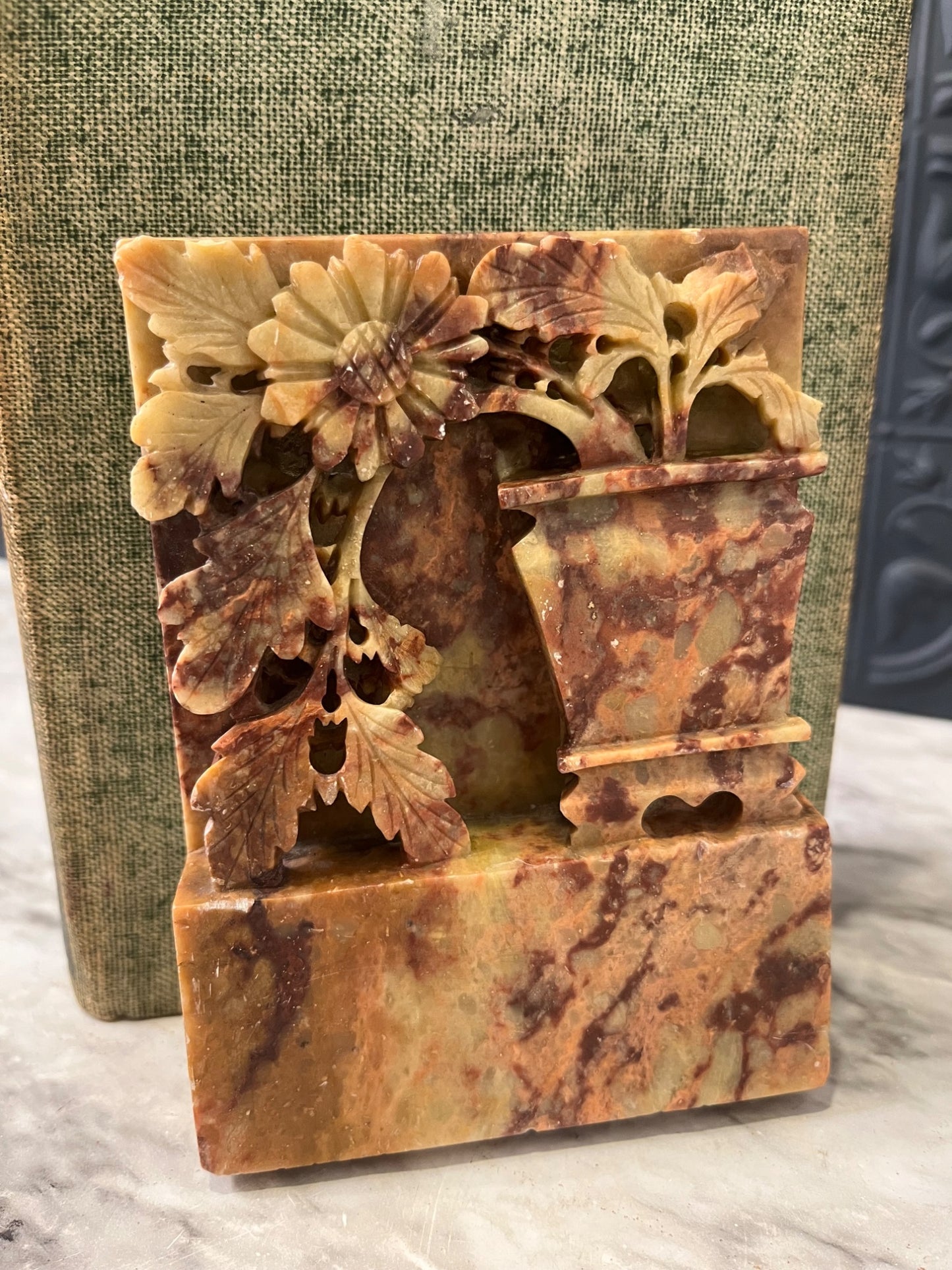 Chinese Carved Soapstone Bookend