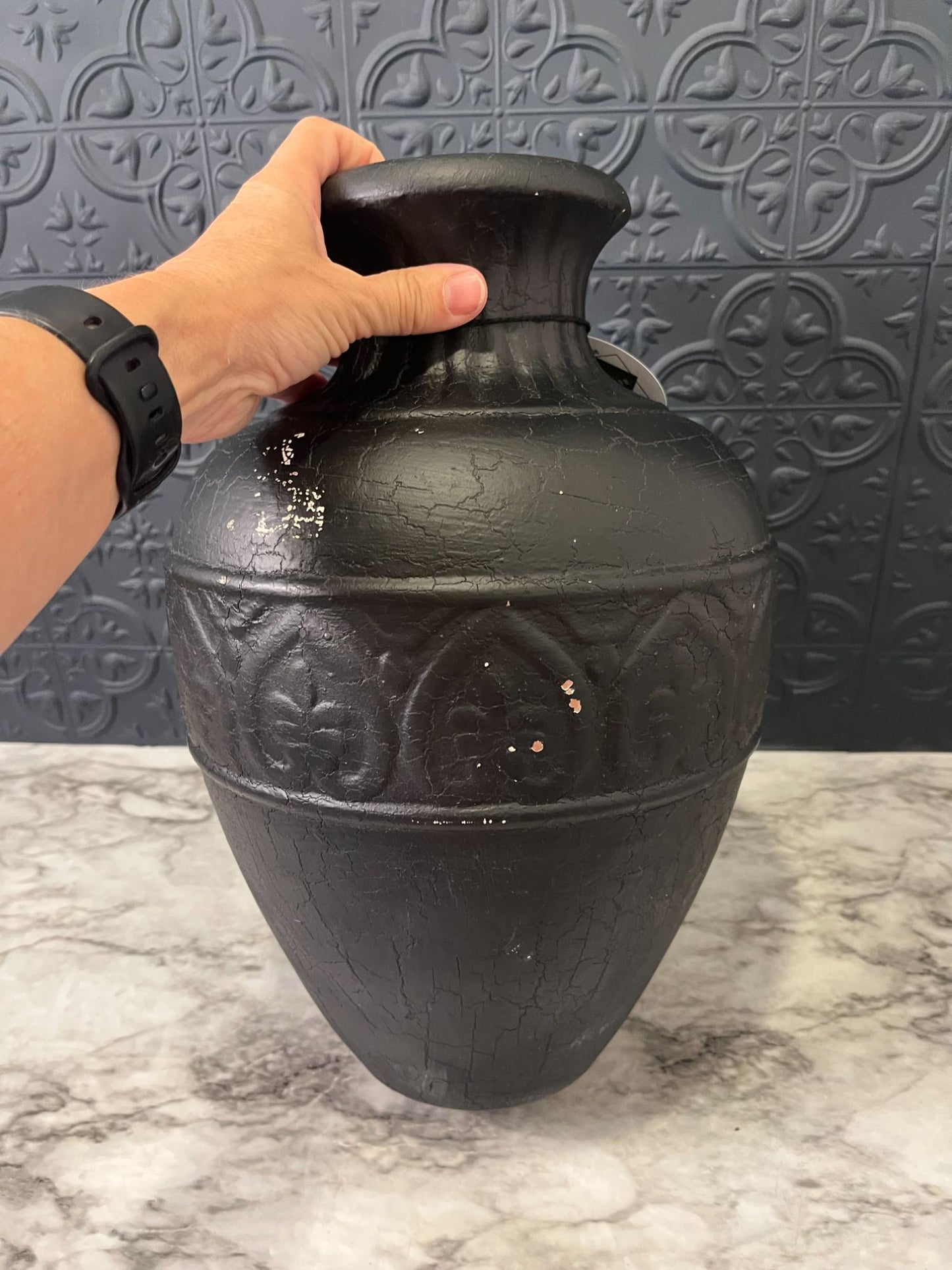 Large Black Pottery Vase