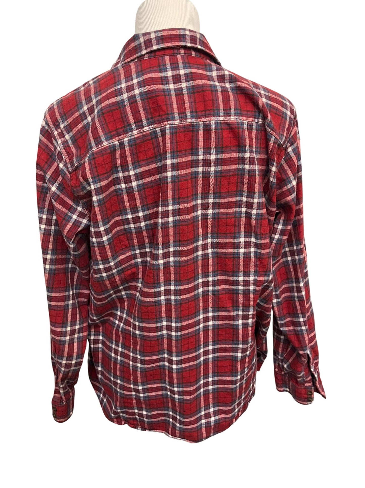 Eddie Bauer Womens Red Plaid Flannel Shirt XL