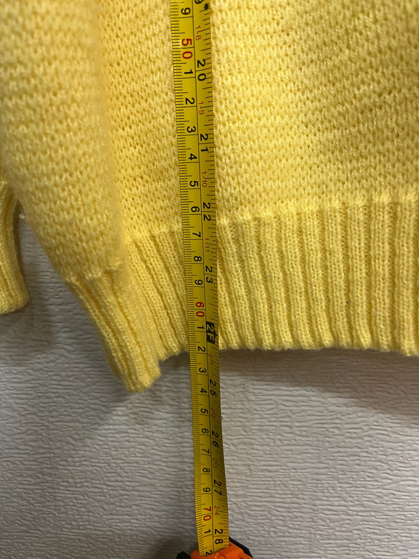Vintage Pinwheel Yellow Knit Sweater With Embroidered Teddy Bears Design - Medium