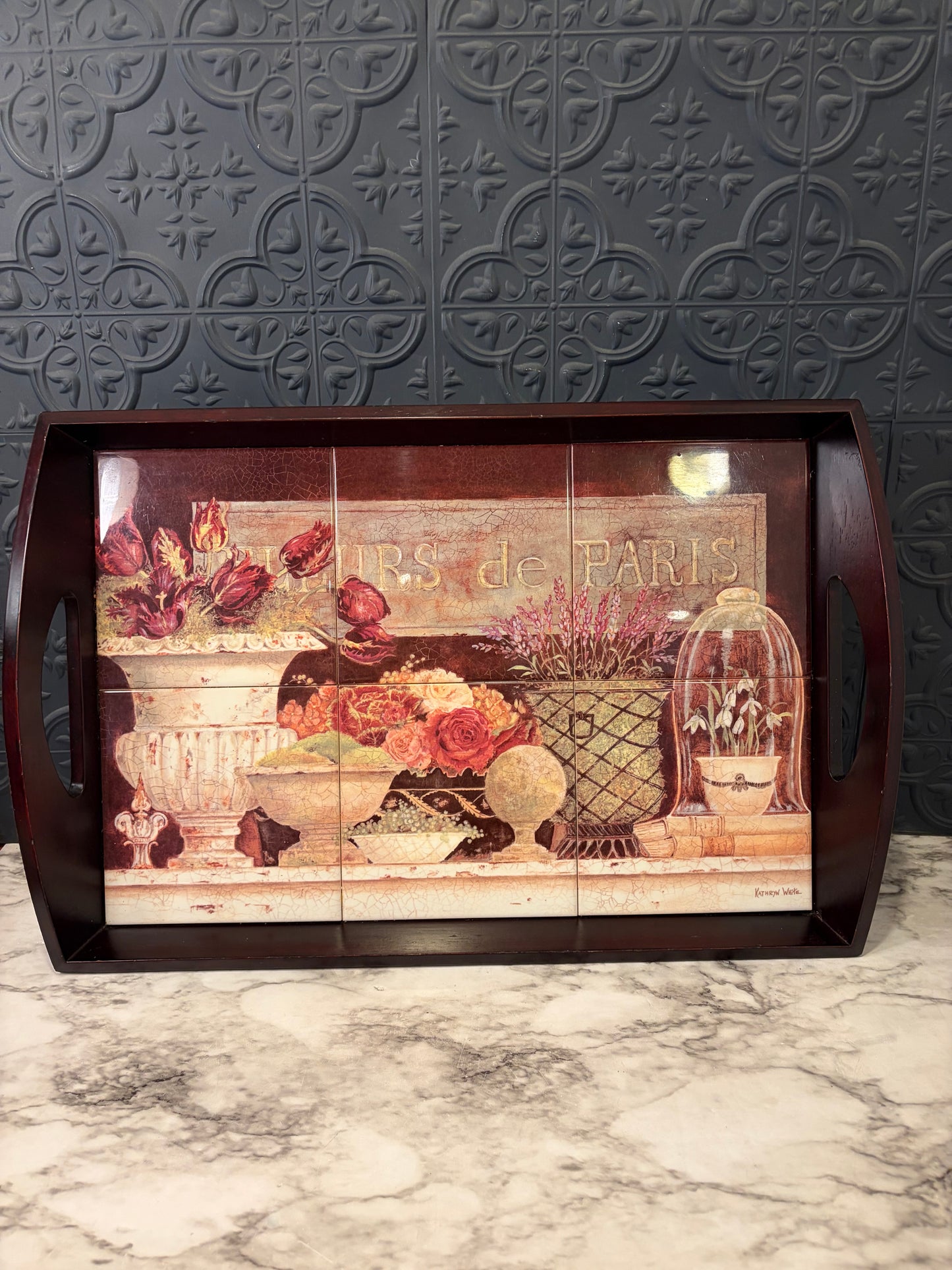 Serving Tray with Fleurs De Paris Tiles