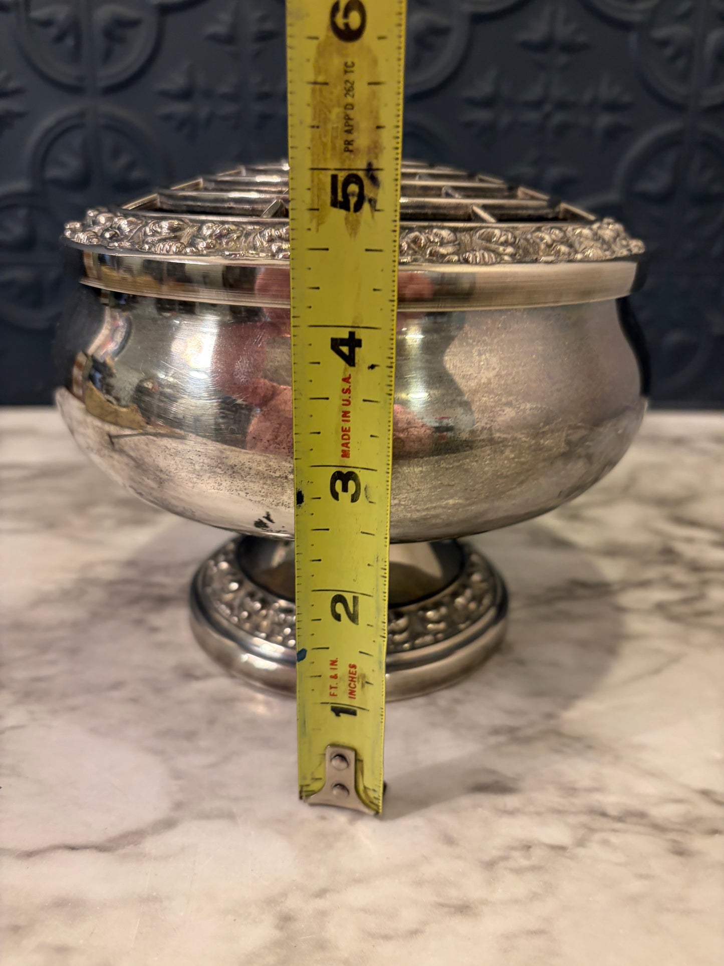 Silverplate Rose Bowl Flower Frog