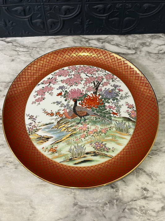 Shibata Toyo Plate with Pheasant and Cherry Blossoms