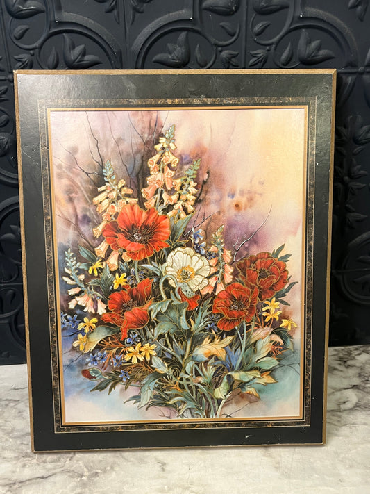 Floral Print Poppies on Board