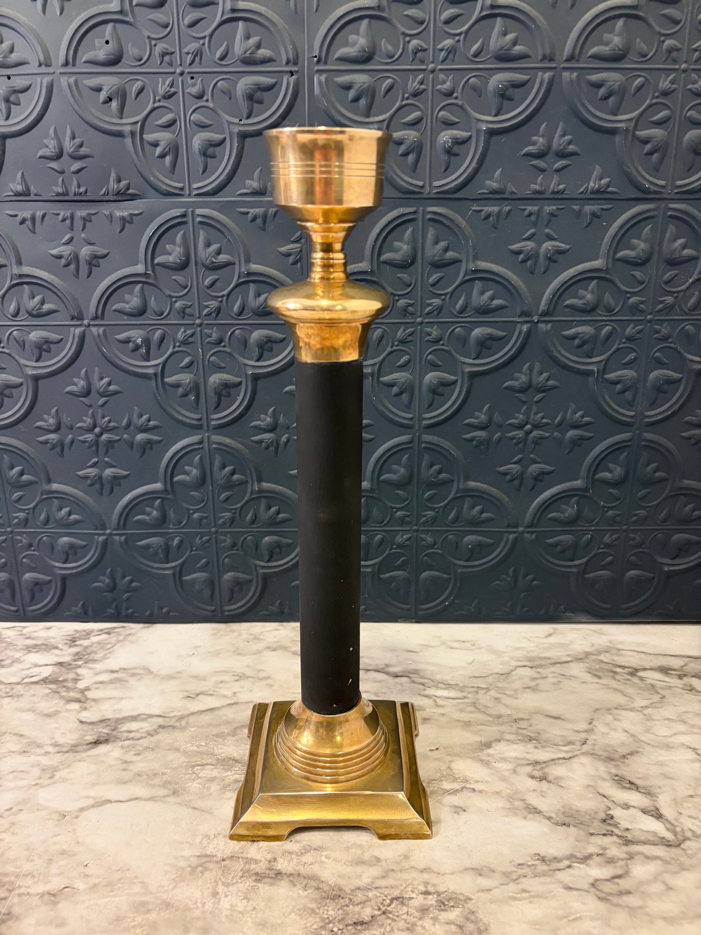 Brass Candle Holder with Black Shaft and Cup
