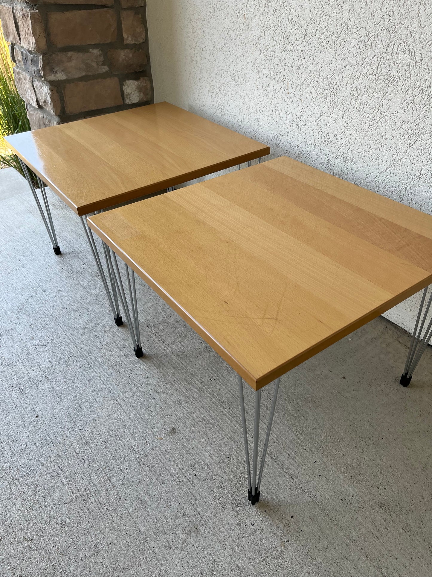 Danish Style Pin Leg Side Table Light Wood
