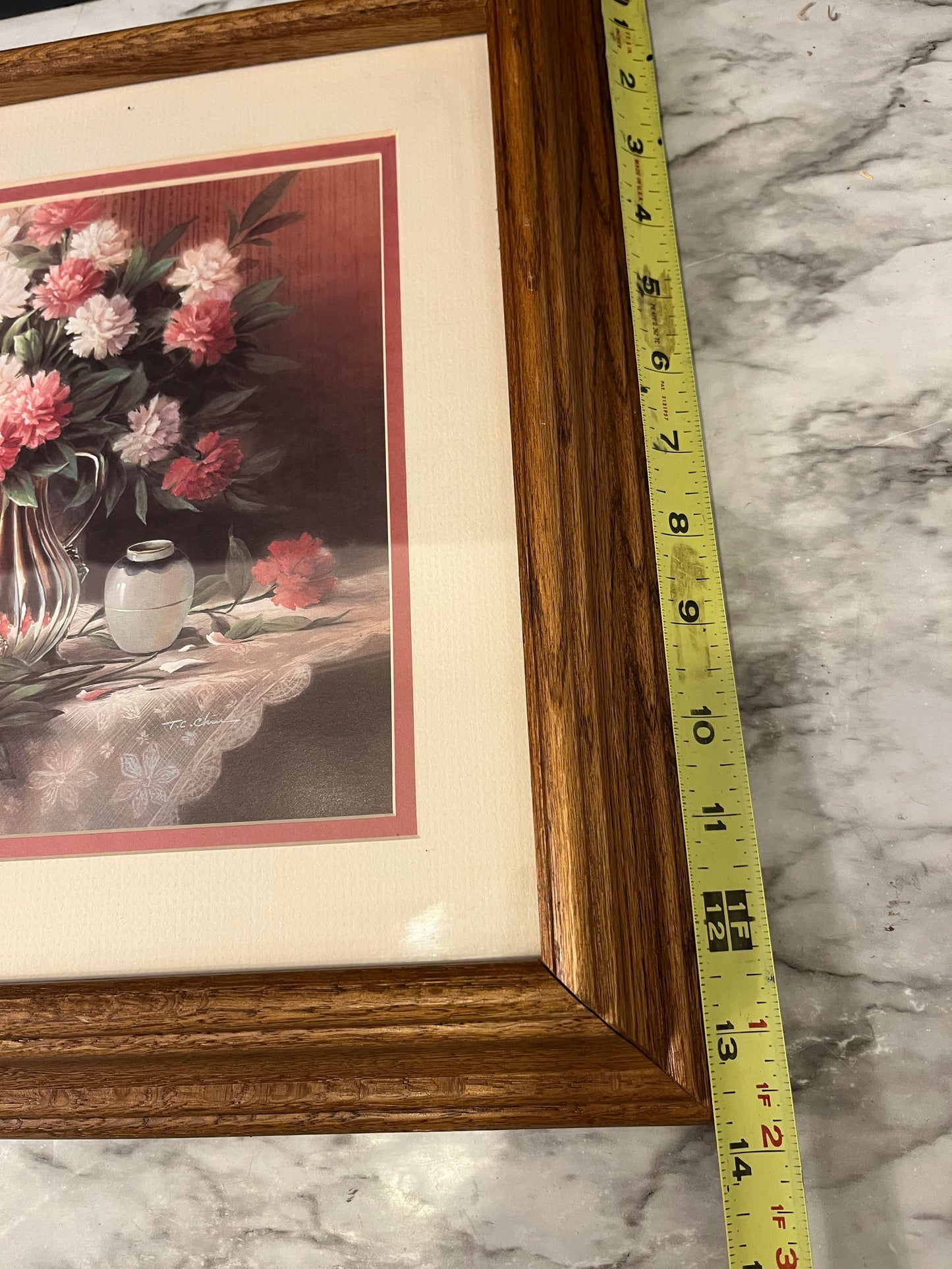 Framed Still Life with Pink and White Flowers
