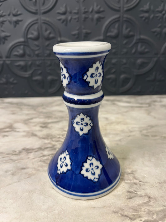 Silvestri Blue and White Candle holder 4.75"