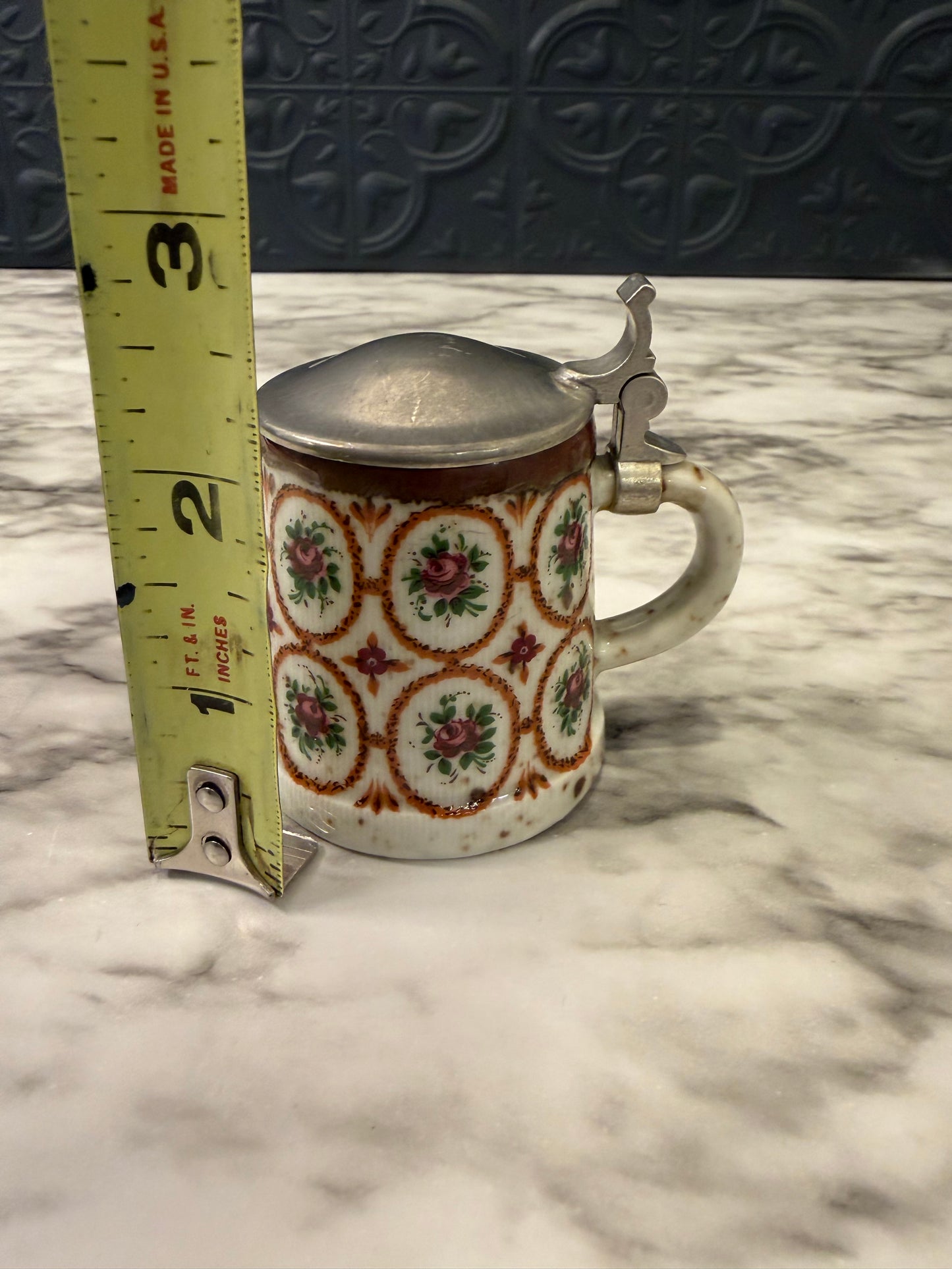 Mini Rein Zinn Beer Stein with Flowers