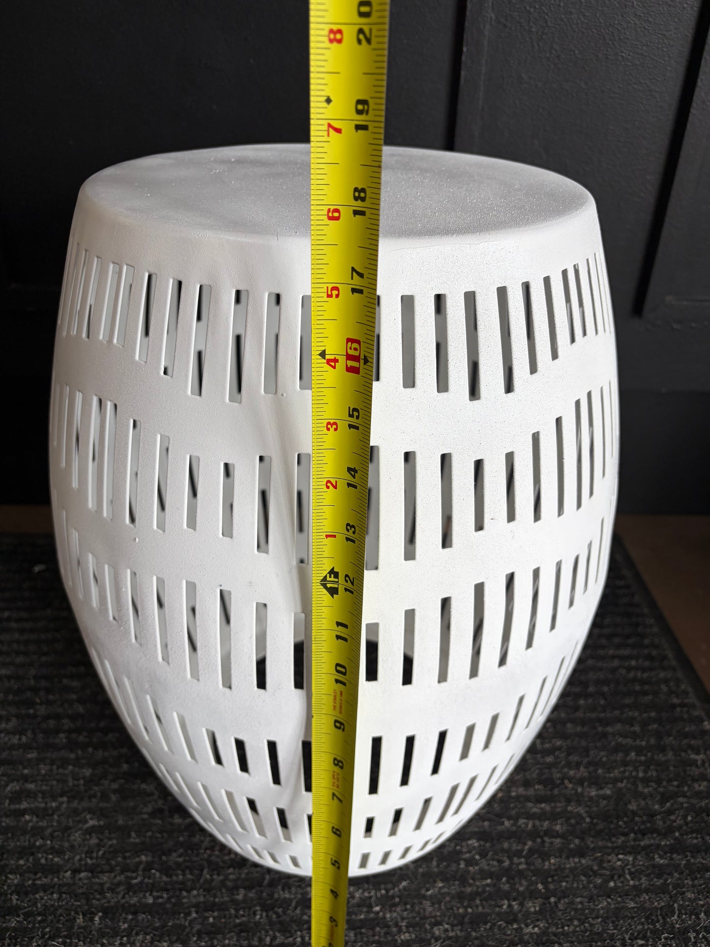 White Metal Outdoor Table with cutouts