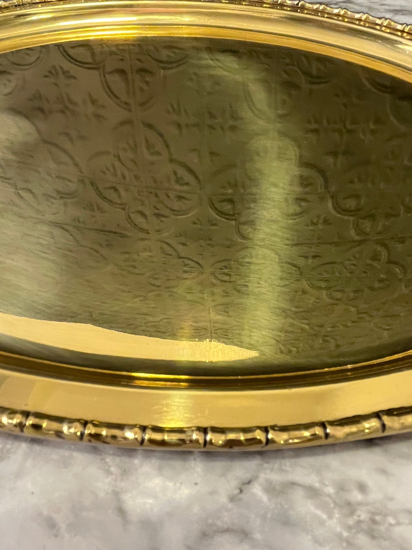 Brass Oval Tray with Faux Bamboo Edge 15"