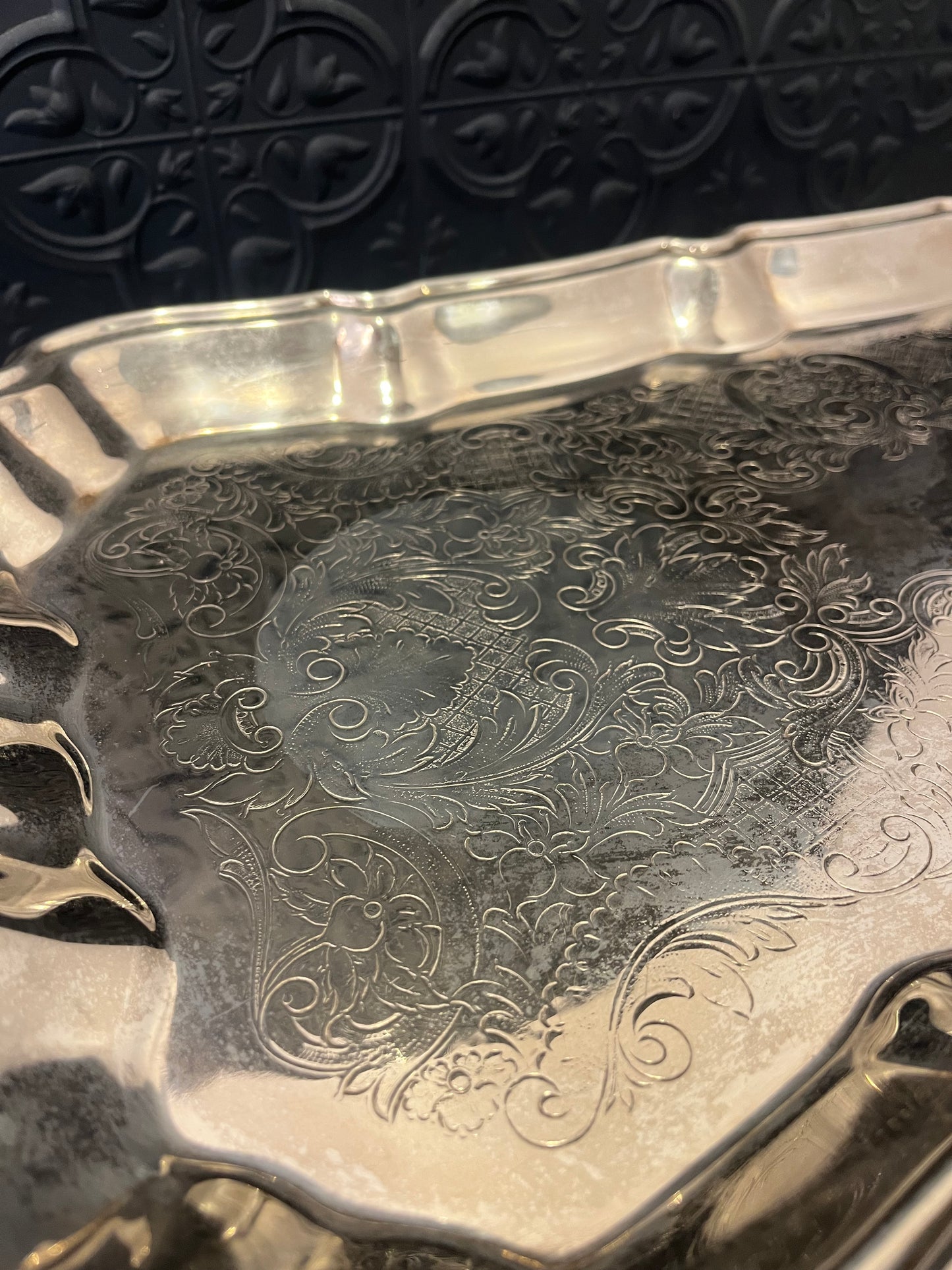 Leonard Silver Silver Plate Handled Rectangle Tray