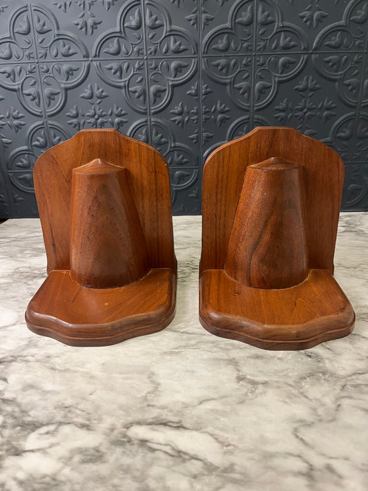 Wood Bookend with Brass Accent