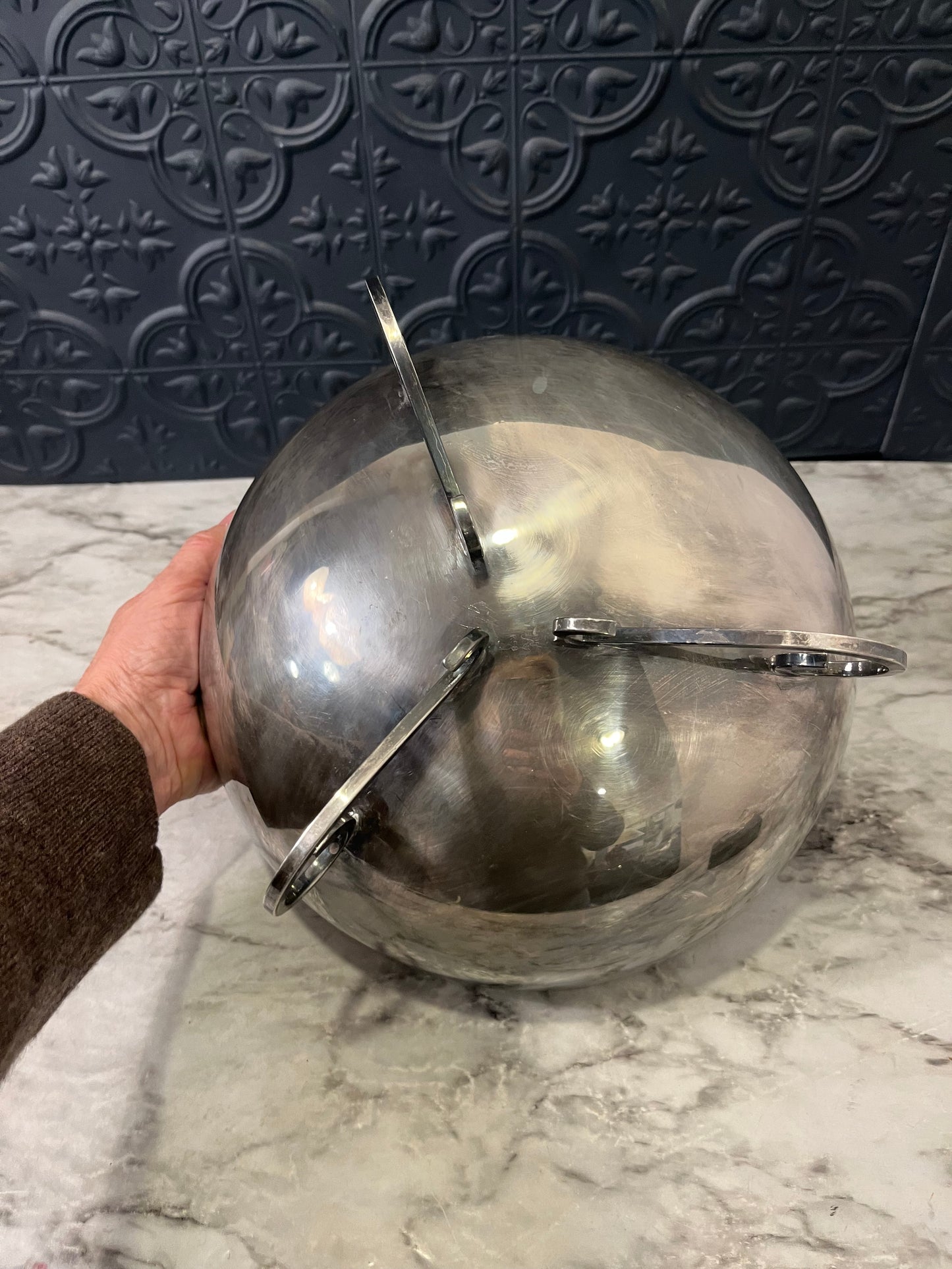 Silver Plate Bowl with Scroll Feet