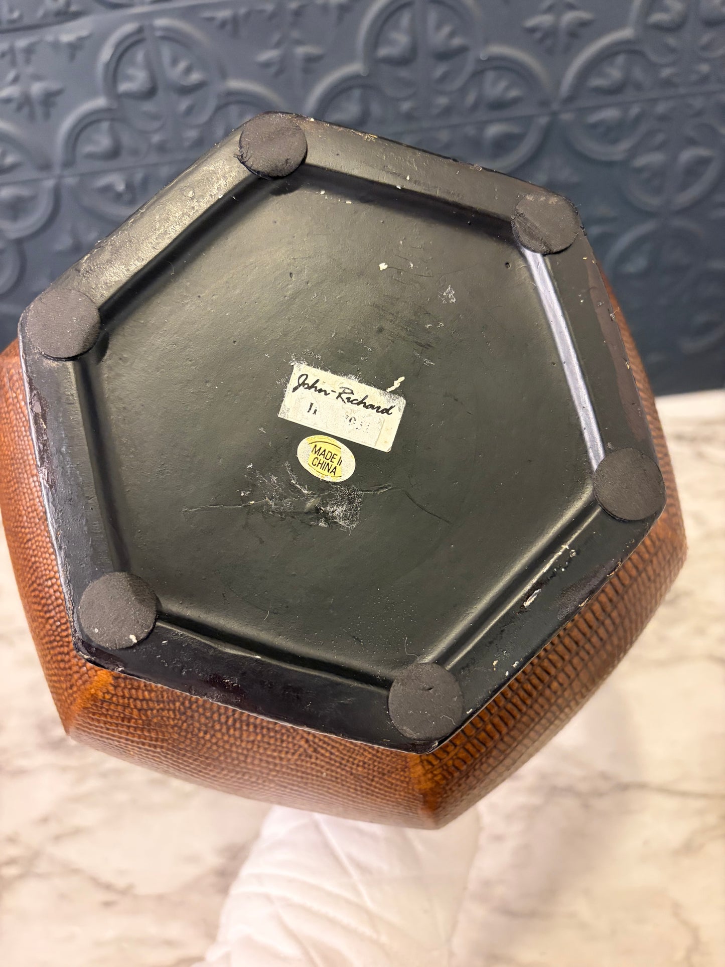 Large Brown Vase with Faux Textured Finish