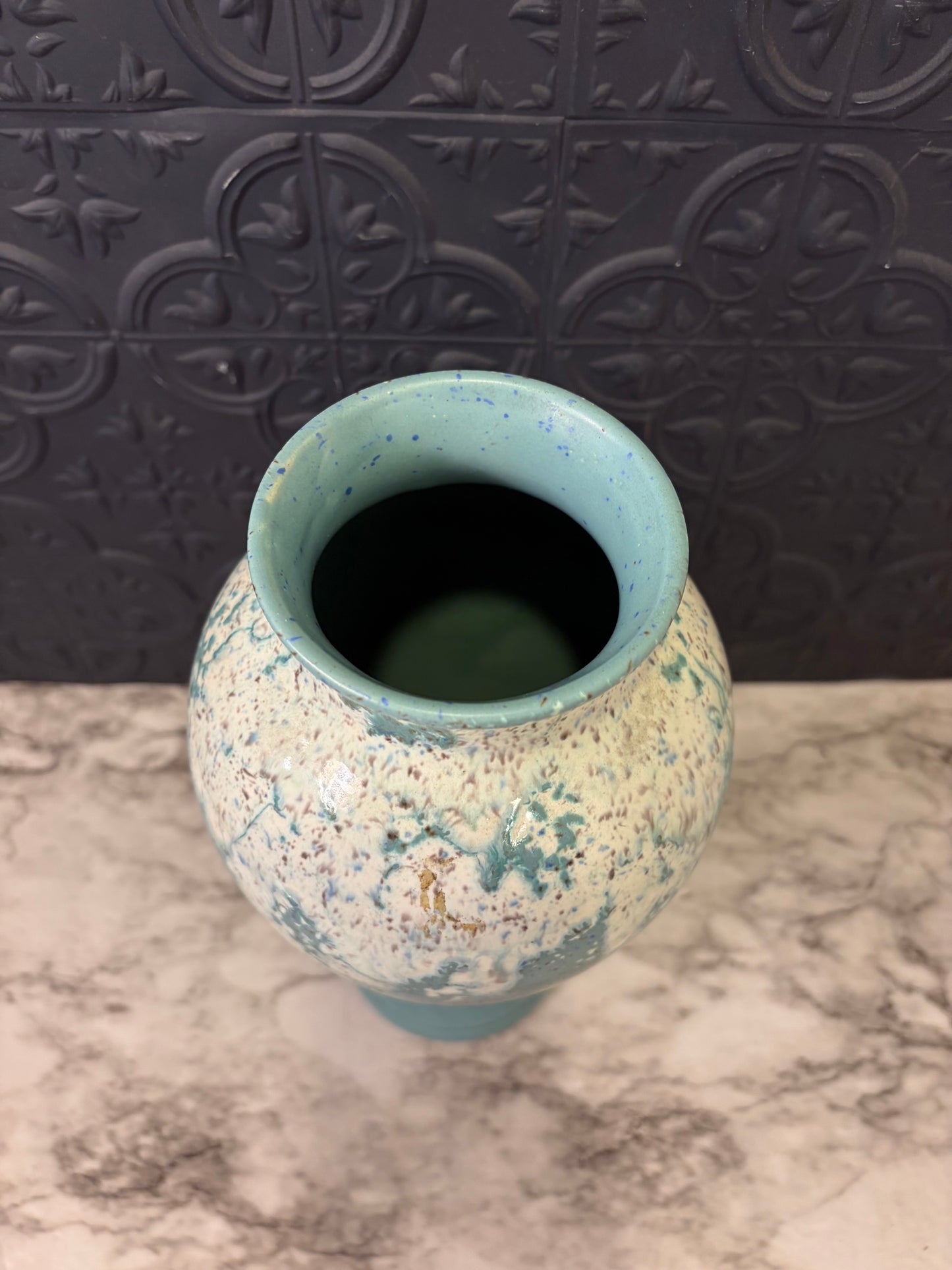 Vintage Royal Haeger Vase Turquoise with White Drip