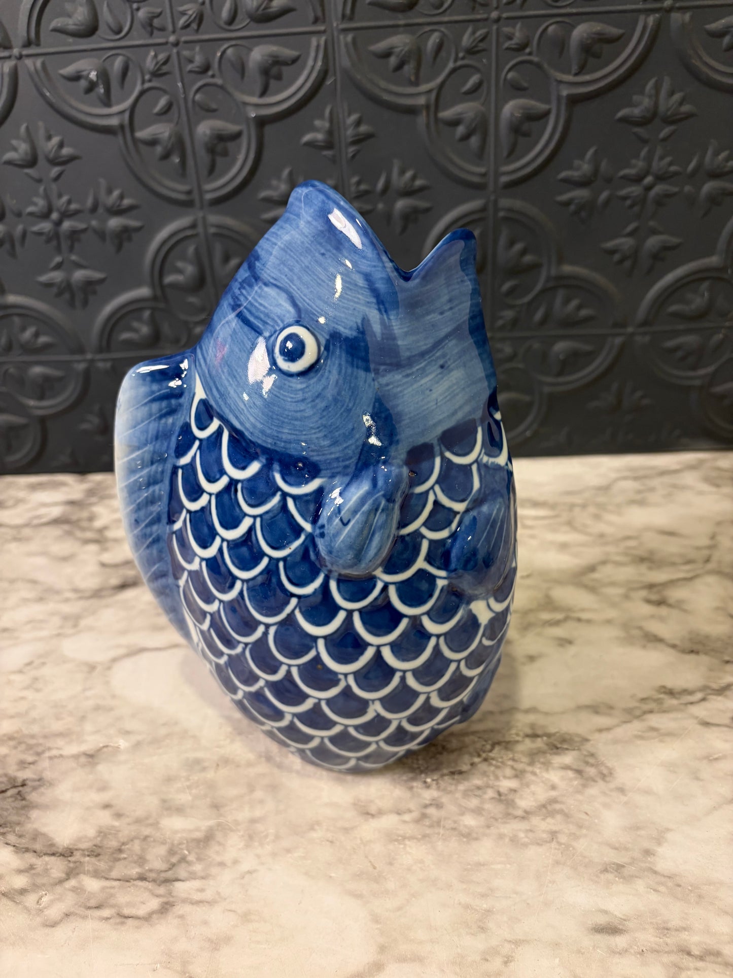 Japanese Blue Fish Vase