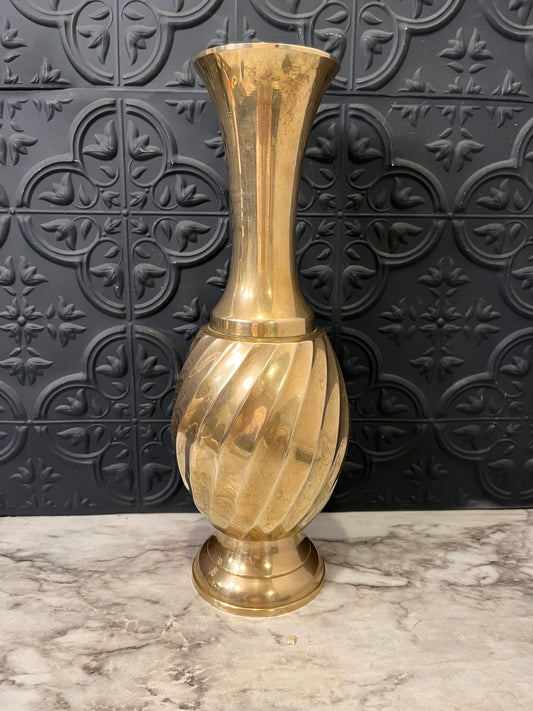 12" Brass vase with Swirl Design