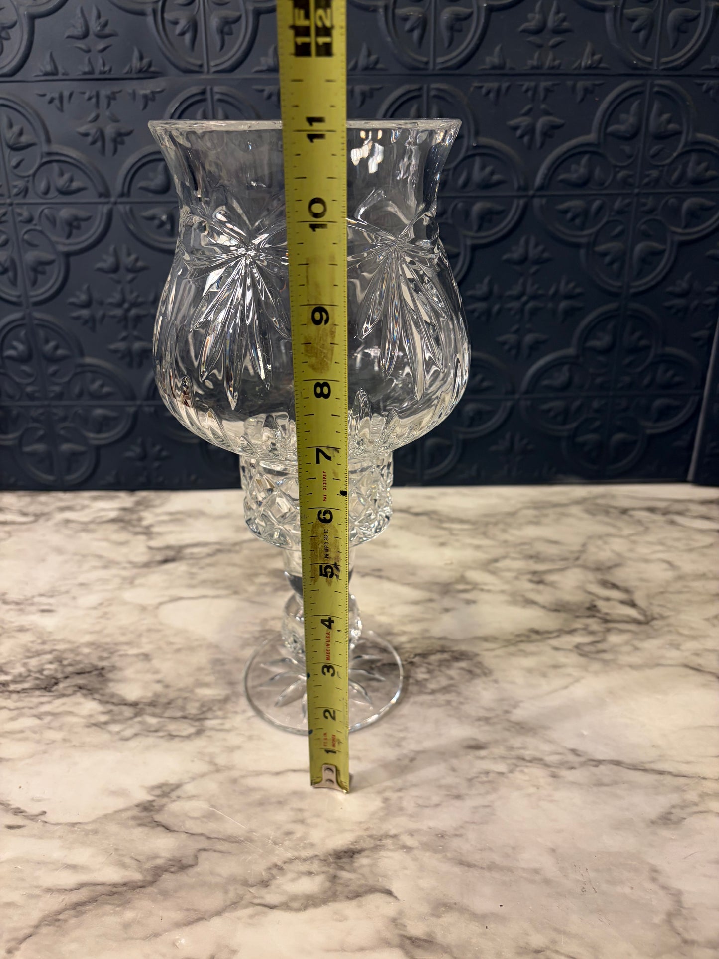 Cut Crystal Pedestal Hurricane or Fairy Lamp