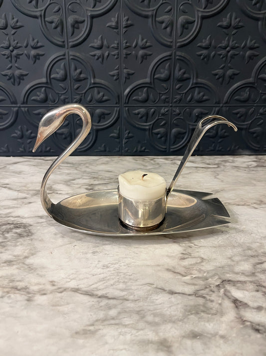 Silver Plate Swan Candle Holder from Spain