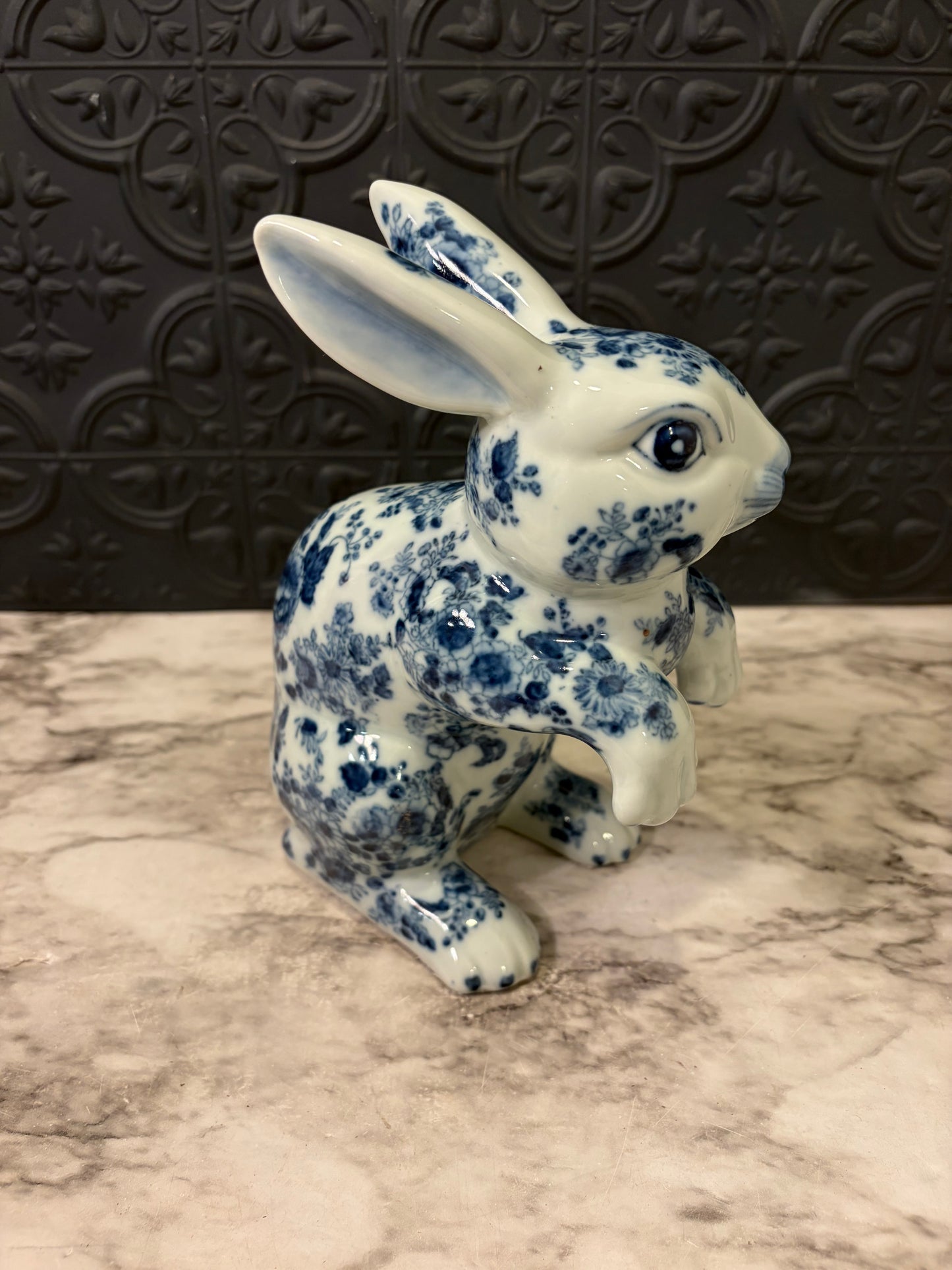 Blue and White Ceramic Bunny