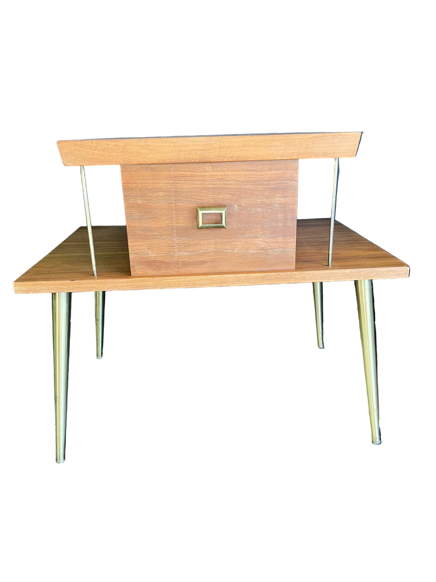 Mid Century Lane Side Table with Faux Drawer
