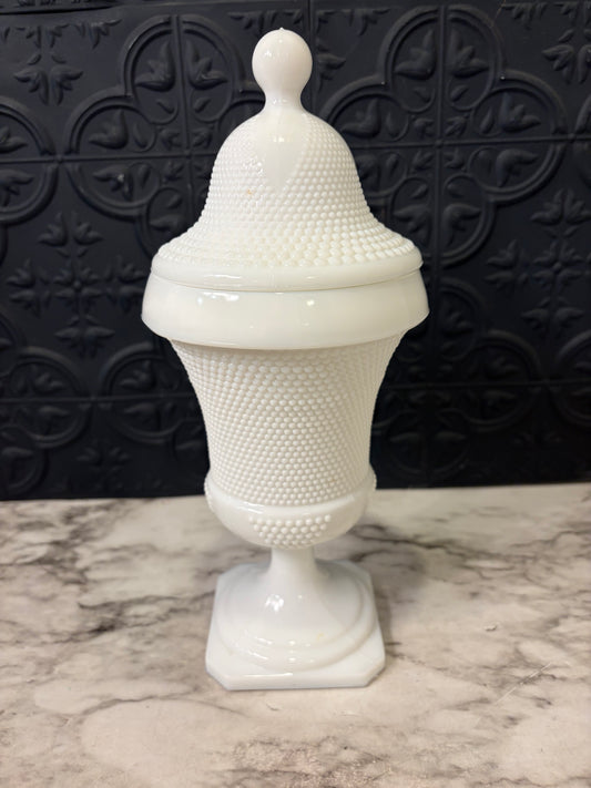 LE Smith Hobnail Milkglass Apothecary Jar