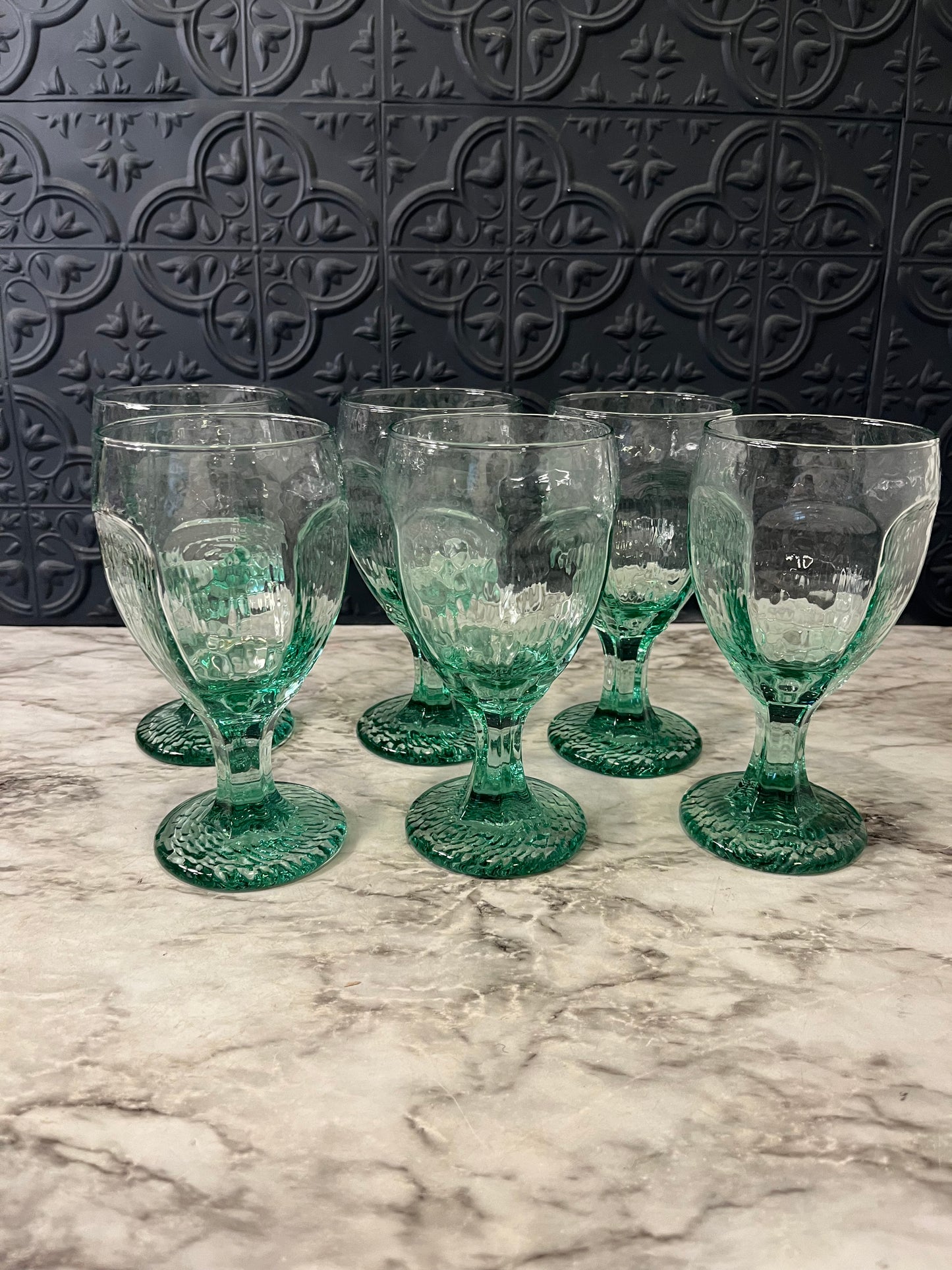 Libbey Chivalry Green Goblet x 6