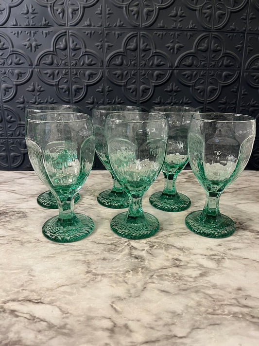 Libbey Chivalry Green Goblet x 6