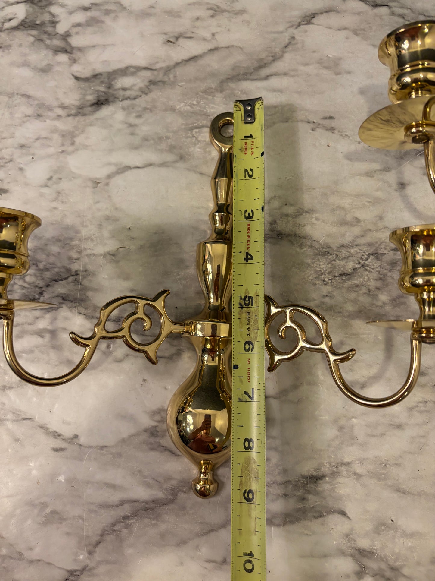 Pair of Solid Brass Double Arm Candle Chandelier