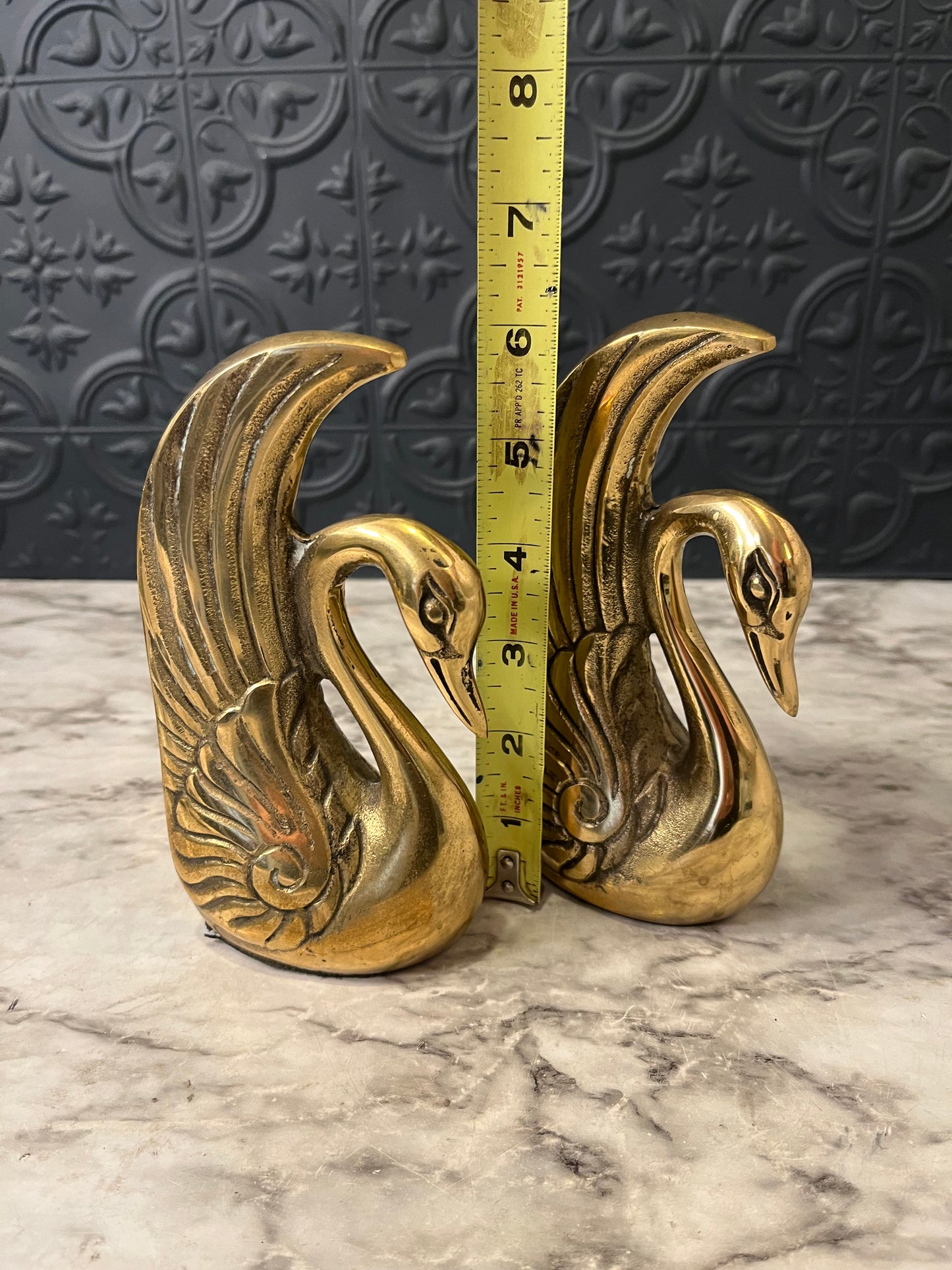 Brass Art Deco Swan Bookends