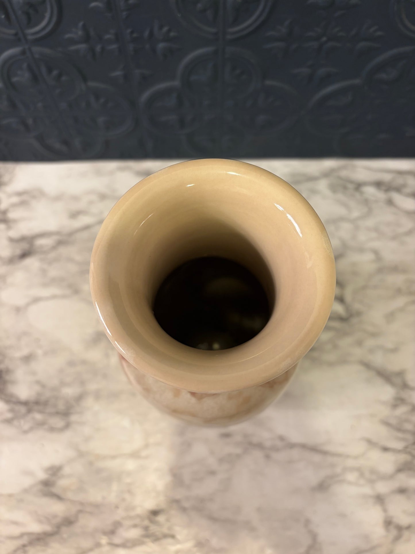 Glazed Travertine Look Vase Made in Japan