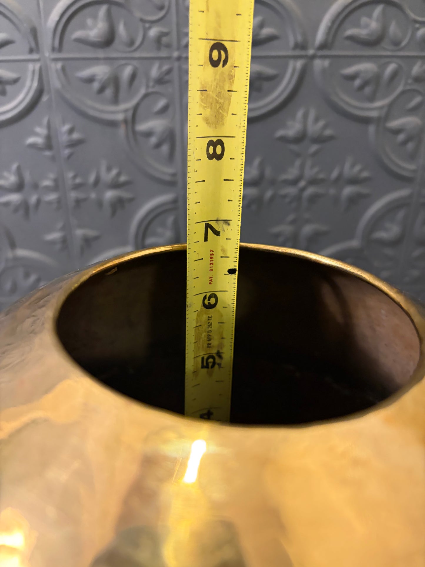 Hammered Brass Round Vase