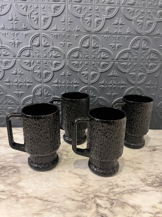 Black Indiana Glass Mugs x 4