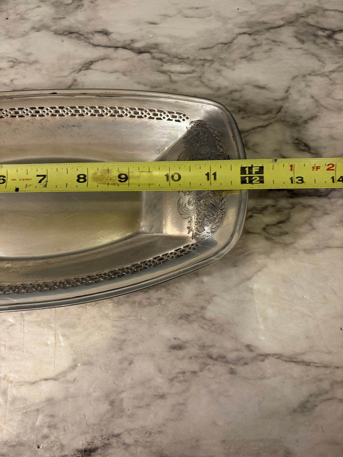 Antique Nickel Silver Fruit Platter