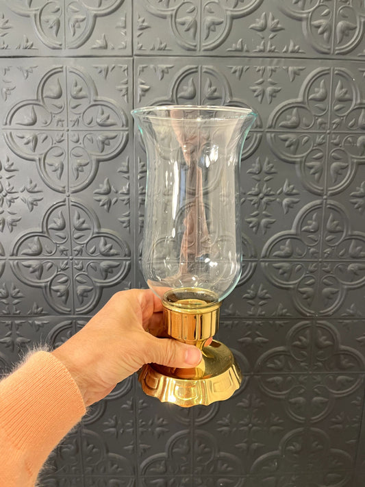 Short Brass Candle holder with  Hurricane