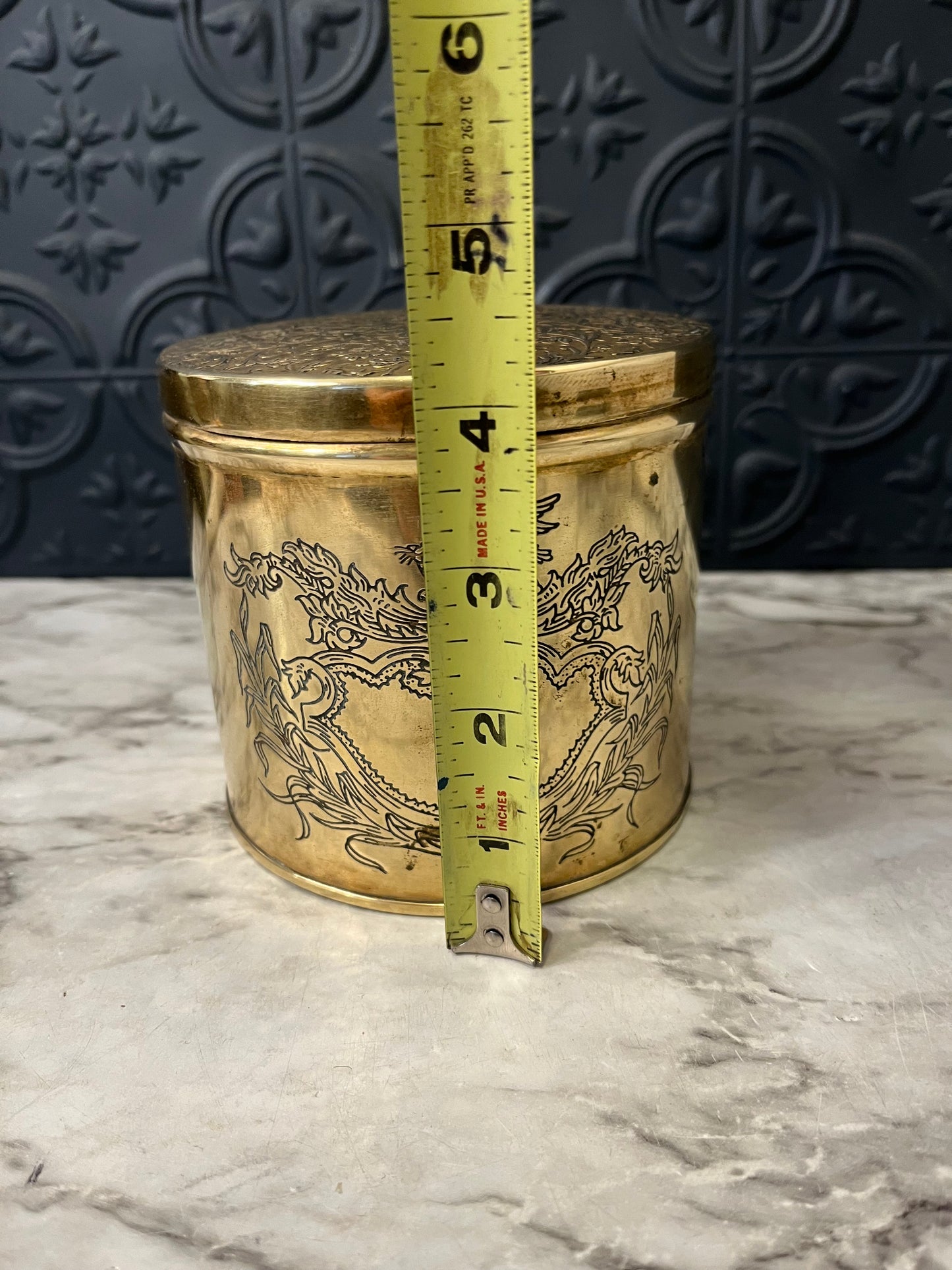 Round Eched Brass Box