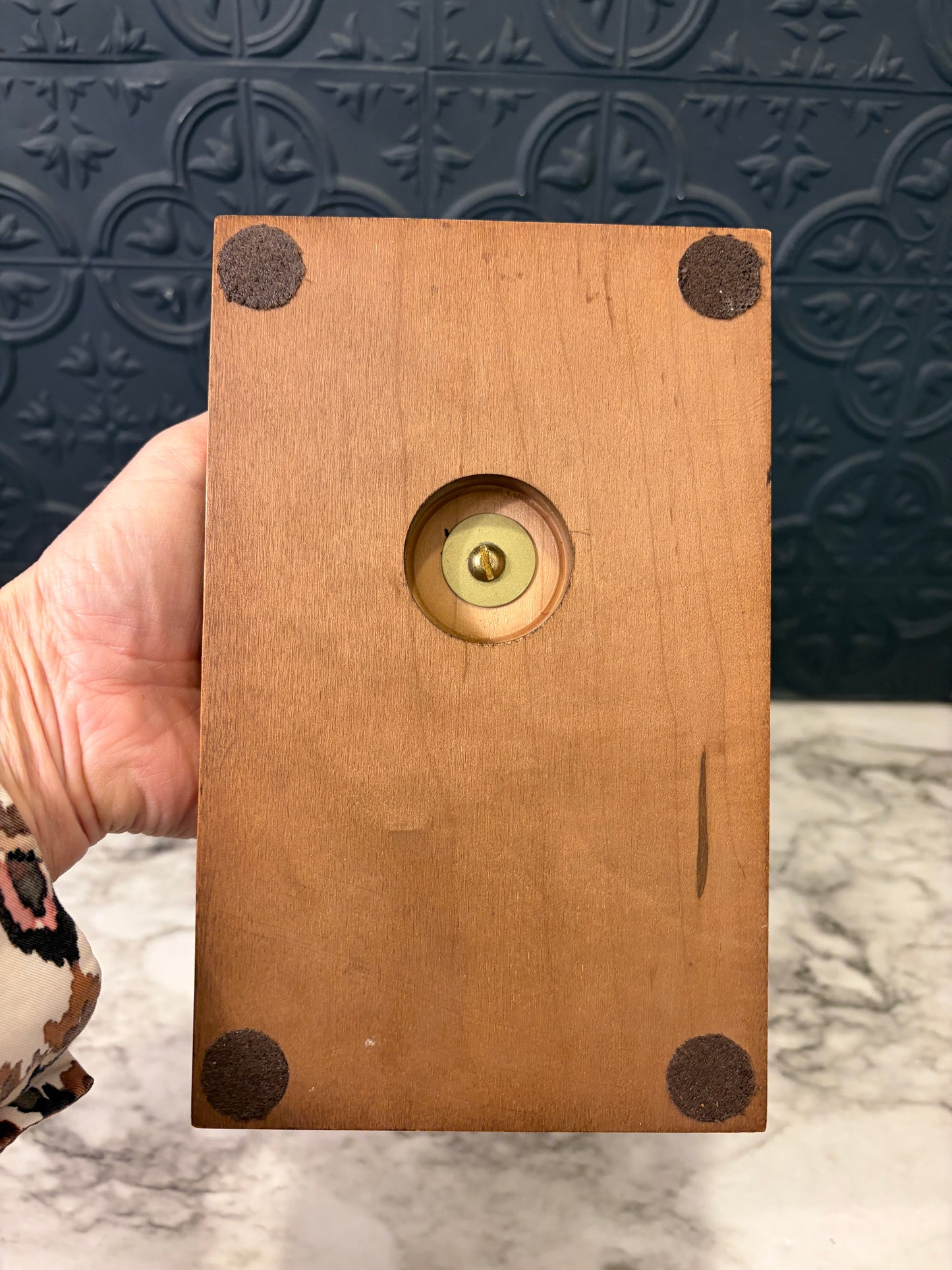 Wood and Brass Globe Desk Organizer