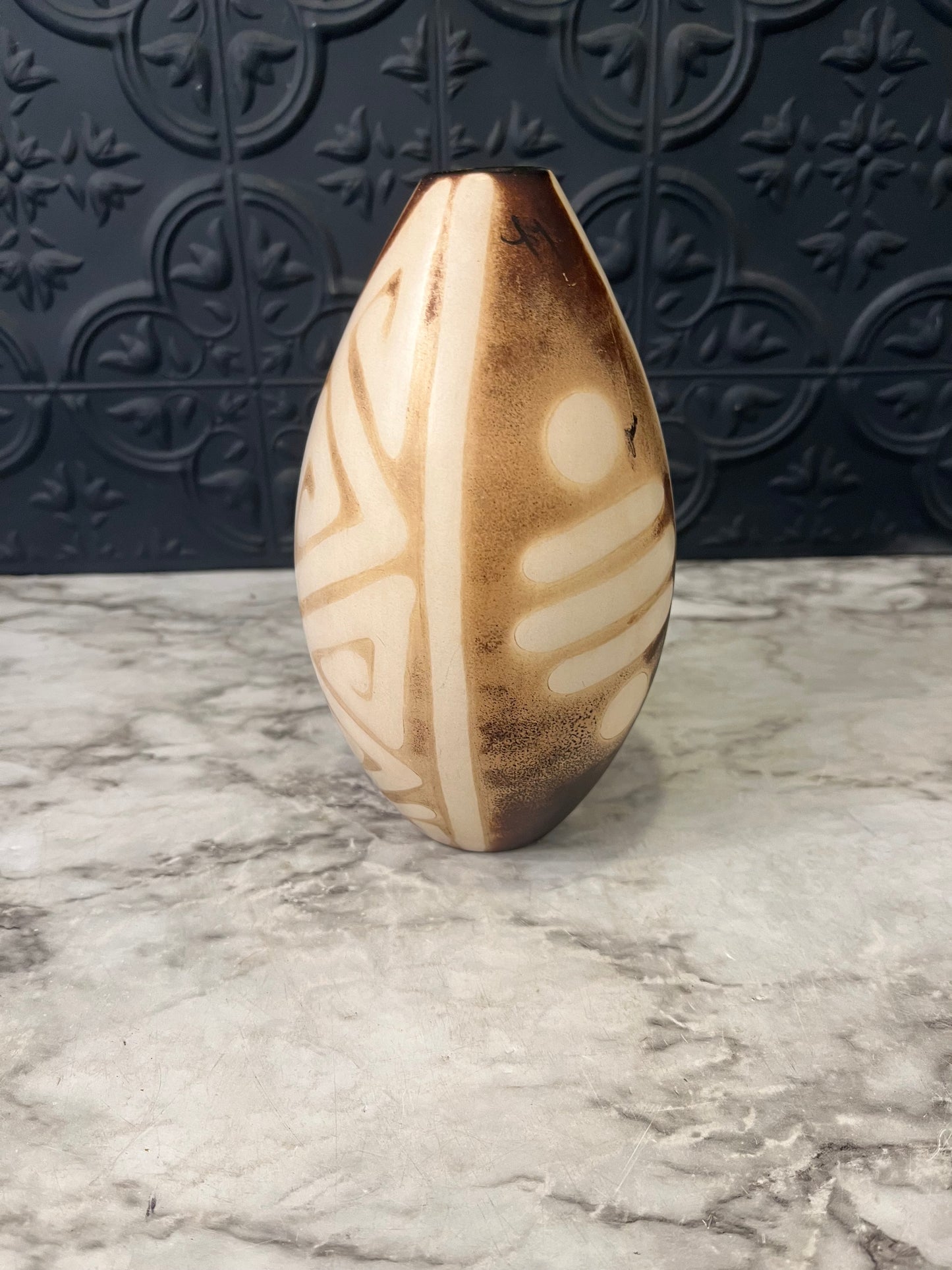 Brown and Cream Peruvian Style Vase