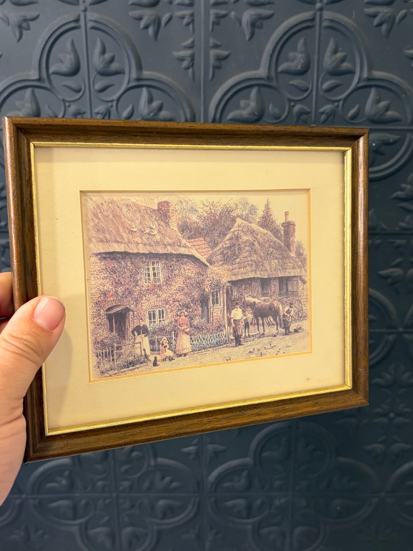 Print of Vallagers and Horse