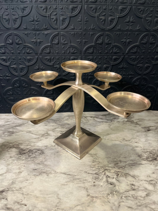 The White barn Silver Color Pillar Candelabra
