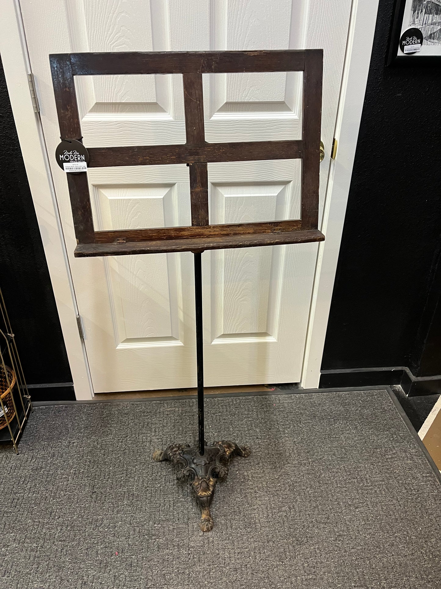 Antique Music Stand With Cast Iron Base