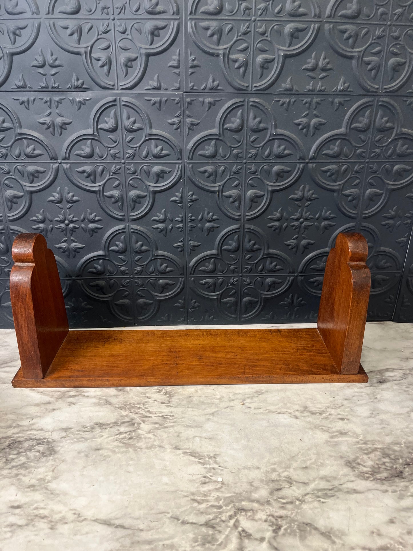 Vintage Hand Carved Wood Book Rack