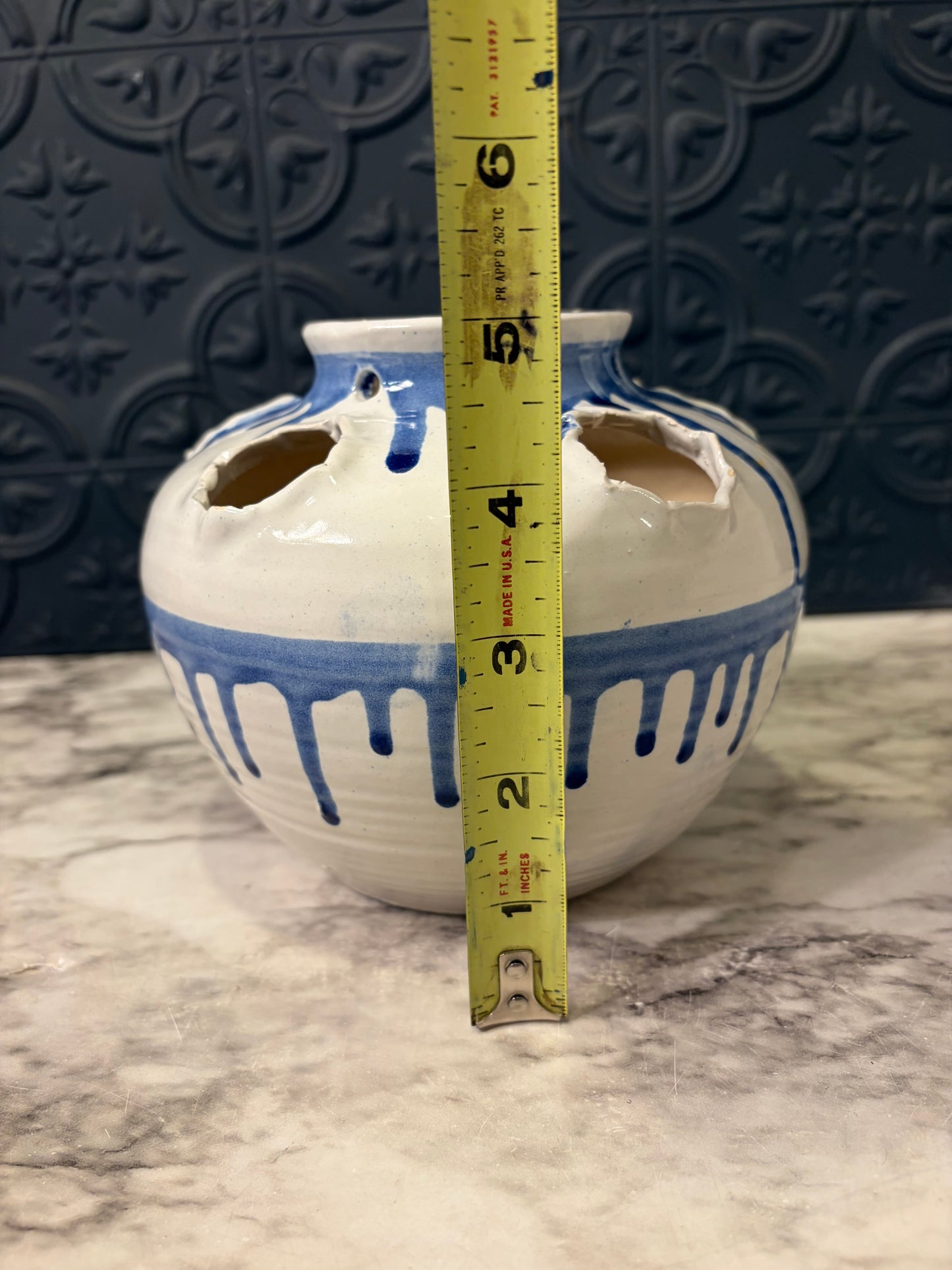 Blue and White Drip Tulip Vase