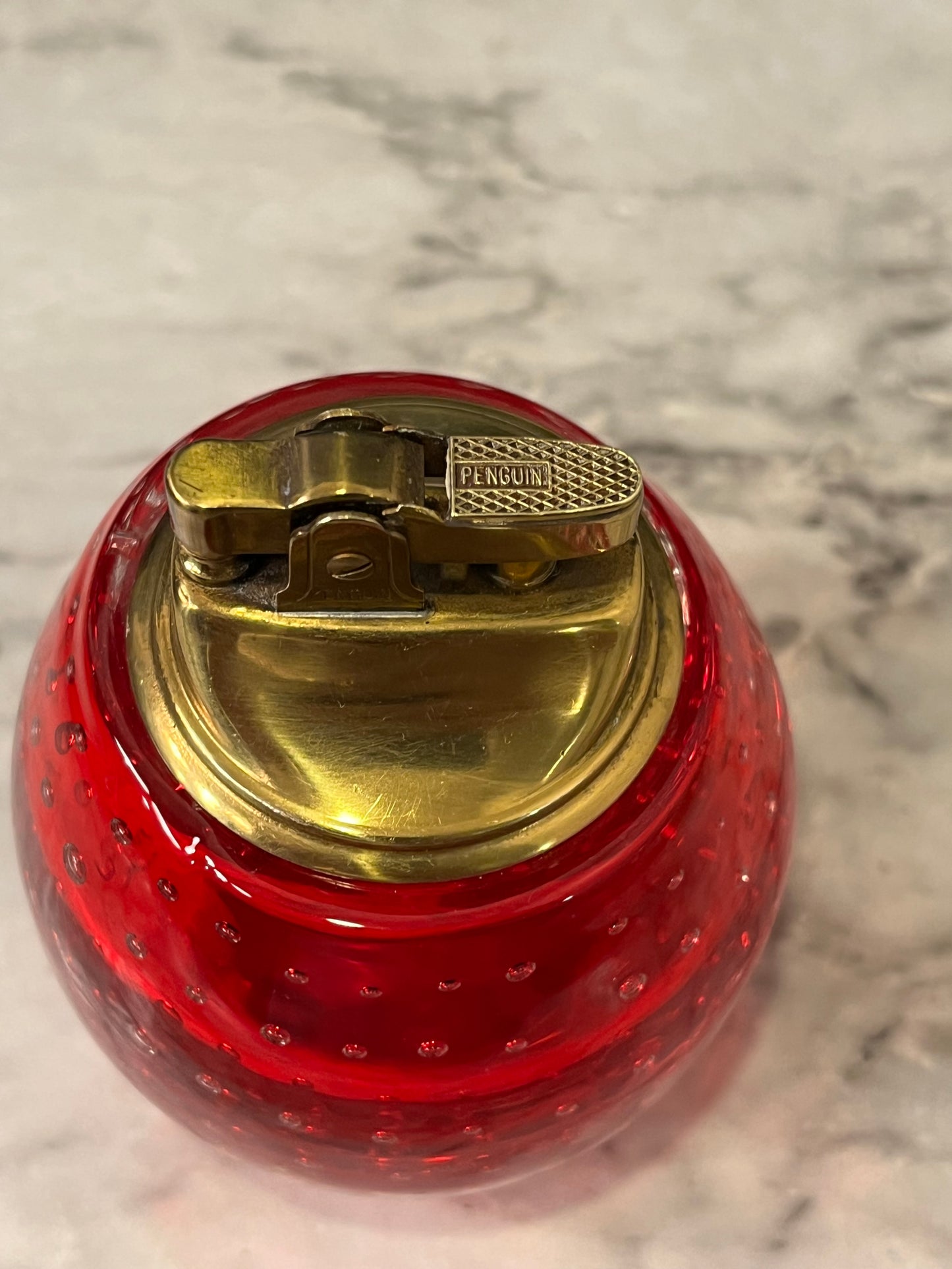 Red glass tabletop lighter
