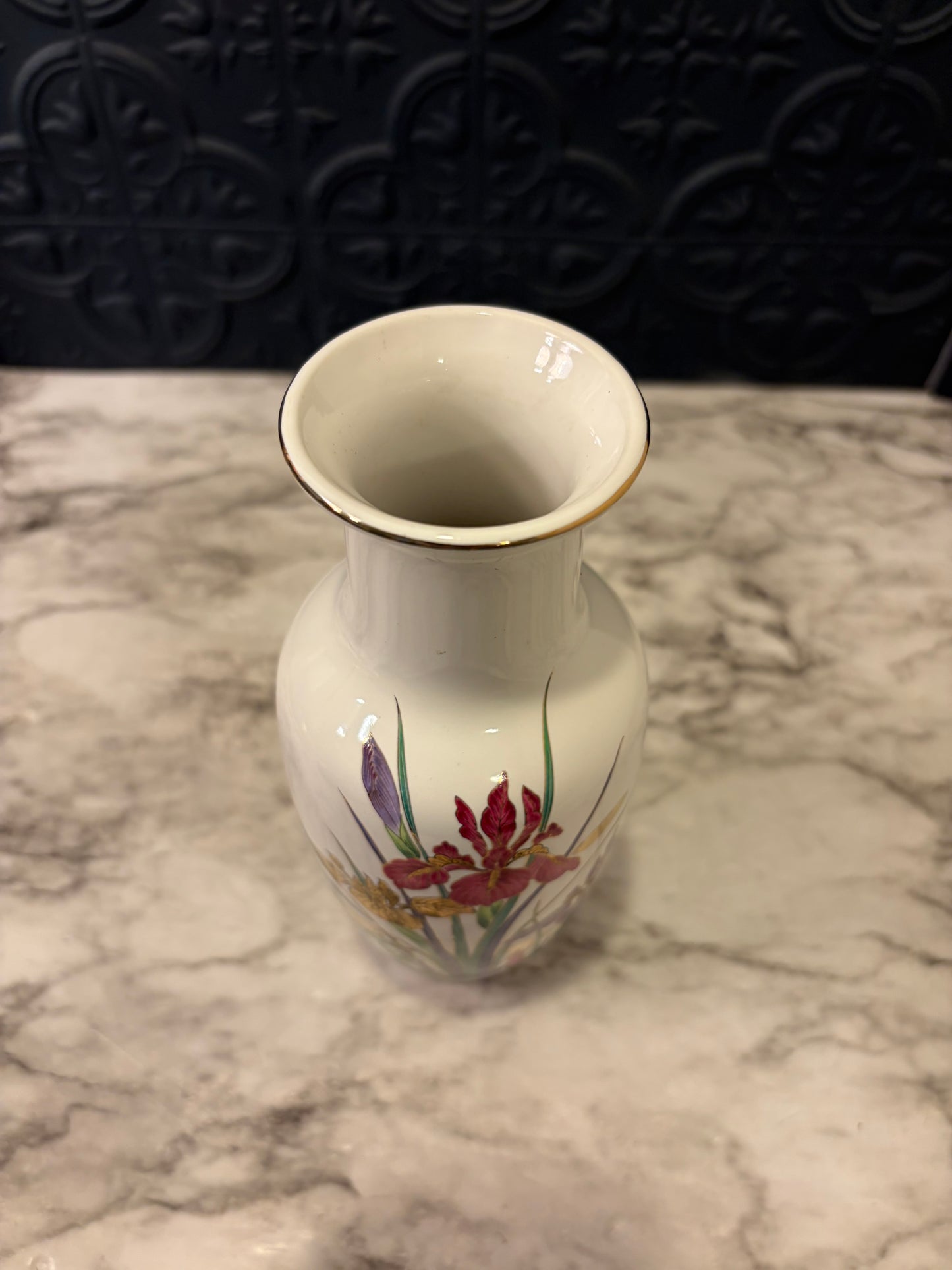 Cream Vase with Irises