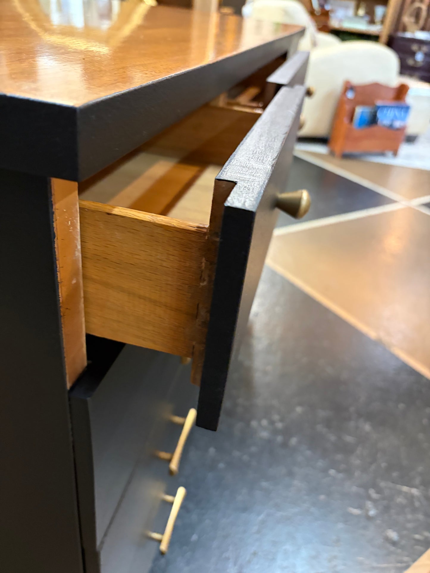 Mid Century Desk Painted Black